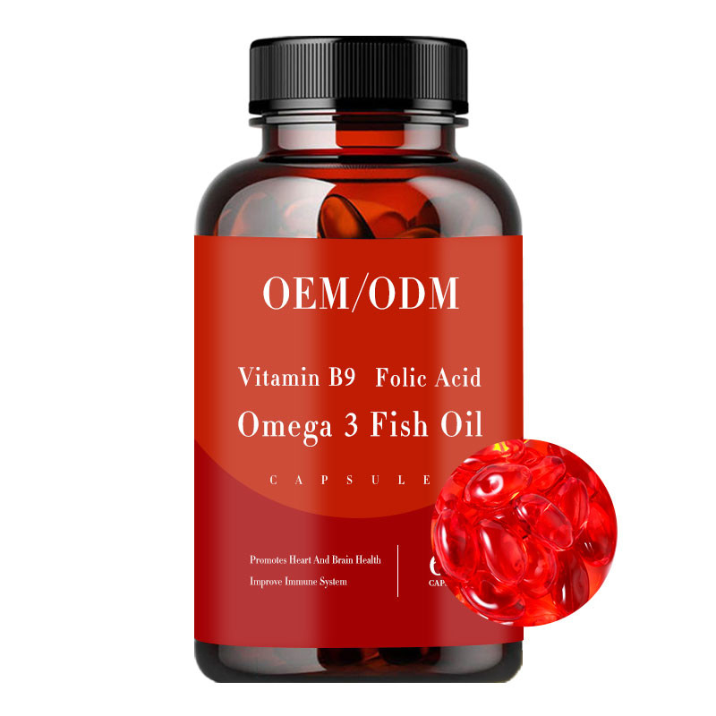 Vitamin B9 Folic Acid Fish Oil Omega 3 Vitamins Softgel Promotes Heart And Brain Health