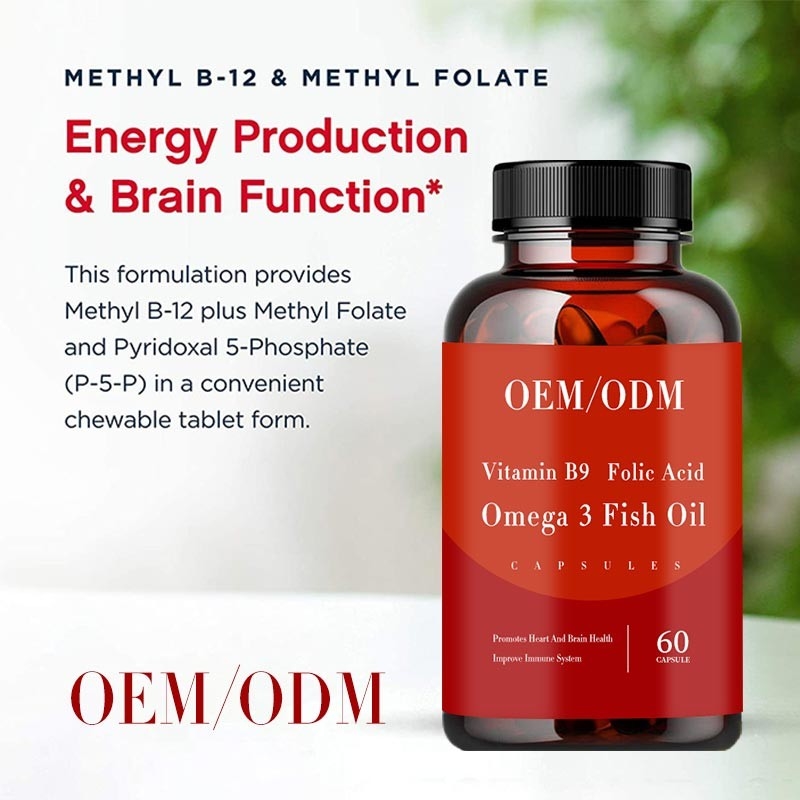 Vitamin B9 Folic Acid Fish Oil Omega 3 Vitamins Softgel Promotes Heart And Brain Health
