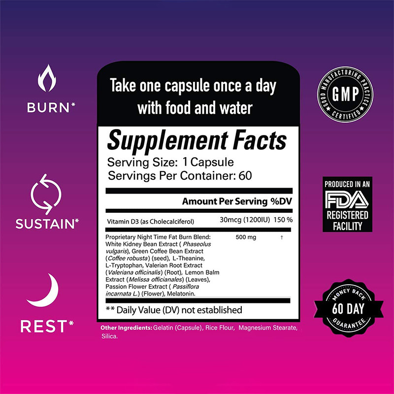 Night Time Fat Burner Weight Loss Diet Pills Green Coffee Bean Extract And White Kidney Bean Supplement