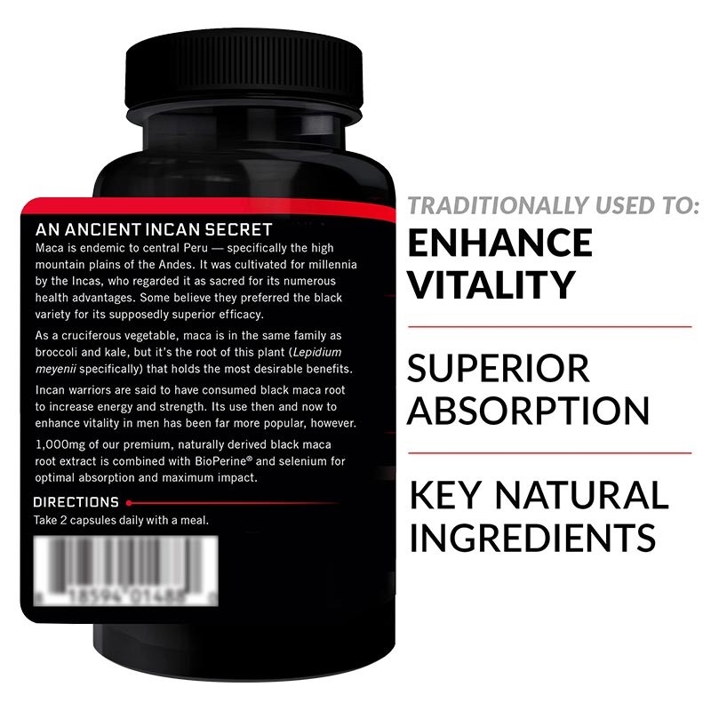 OEM Black Maca Root 20000Mg Capsules For Men And Women Vegan Max Strength Energy Supplement