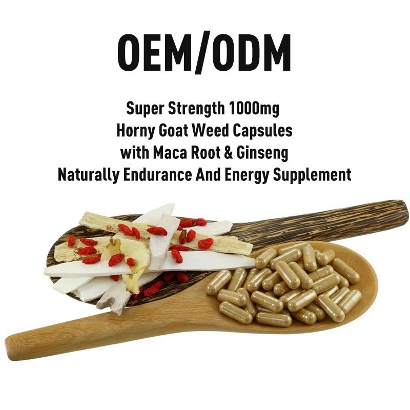 OEM Super Strength 1000mg Horny Goat Weed Capsules With Maca Root And Ginseng