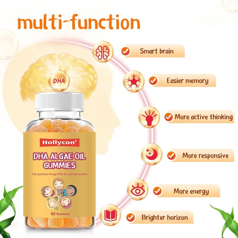 Nutrition DHA ALGAE Oil Gummies EPA DHA Cod Liver Oil Pills Gummy For Kids Adult