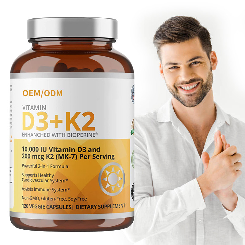 Non GMO Formula 5000 IU Vitamin D3 Gummies 90 mcg Vitamin K2 MK-7 Capsules