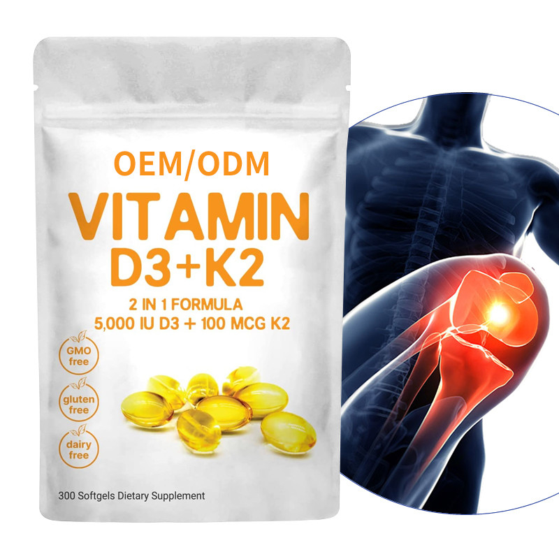 Custom Vitamin D3 Gummies 5000 IU With K2 100 Mcg Softgels 2 In 1 Support Immune Heart