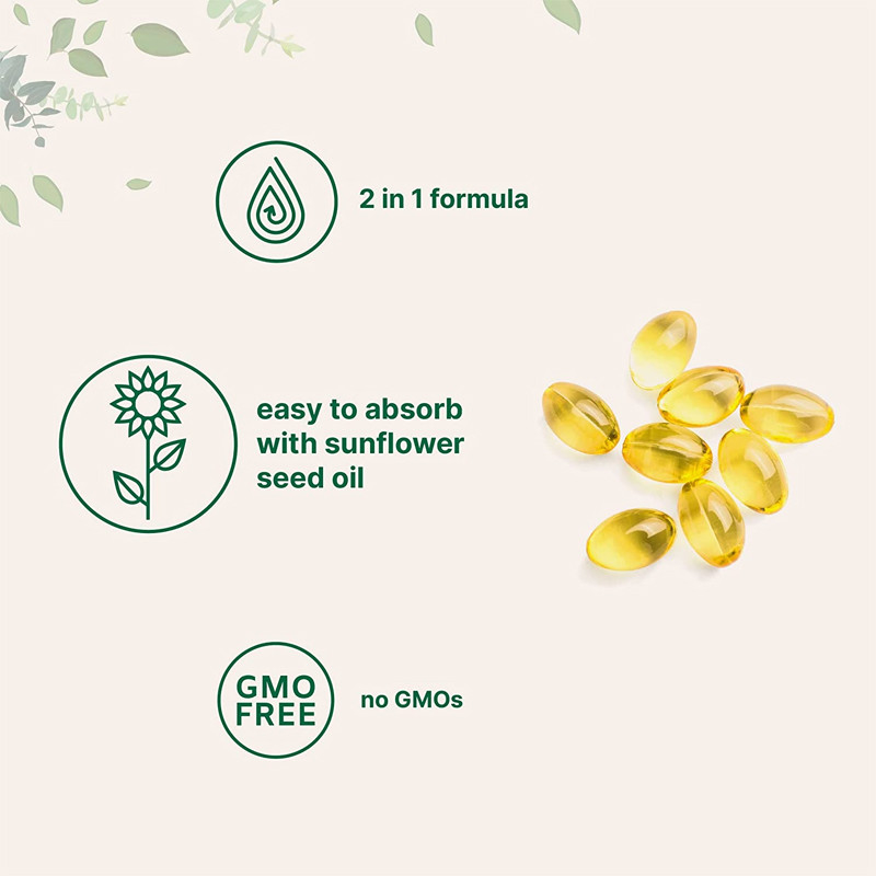 Custom Vitamin D3 Gummies 5000 IU With K2 100 Mcg Softgels 2 In 1 Support Immune Heart