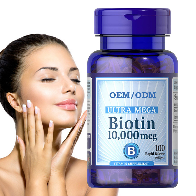OEM Skincare Biotin Vitamin Gummies Hair Skin And Nails Regrowth 10000 Mcg Softgels 100 Count