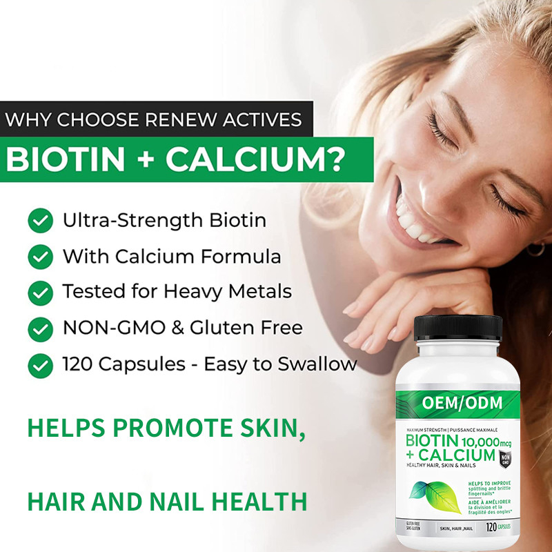 Calcium 10000mcg Potent Biotin Supplement For Healthy Hair Skin Nails Stronger Bones Joints Teeth