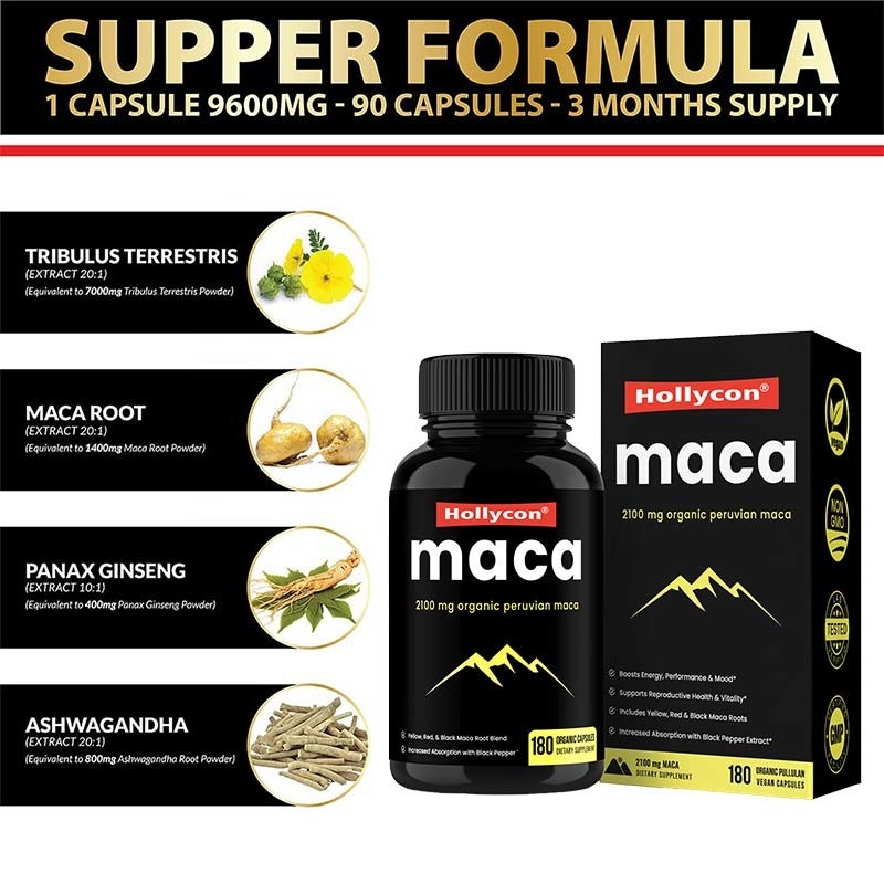 HACCP Supplements OEM Boost Energy Organic Maca Root Capsules For Men Women