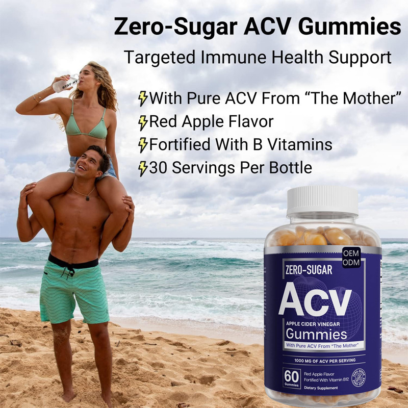 ODM Organic ACV Gummies Support Weight Loss Apple Cider Vinegar B12 500mg
