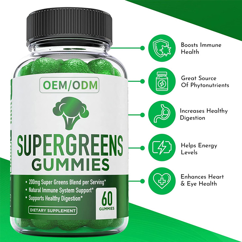 Super Green Gummy Vitamin Essential Vitamins And Minerals Plant Based Immune Support Dietary Supplement