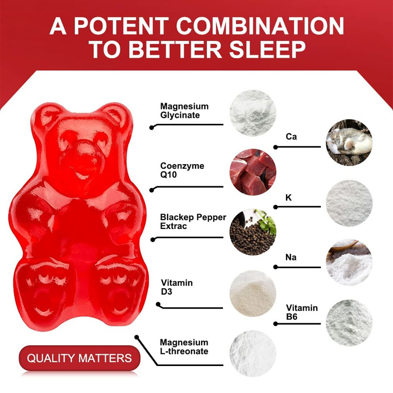 Gluten Free Melatonin Vitamin Gummies Support Sleep Relax Melatonin Vitamin D Magnesium Lemon Balm Extract