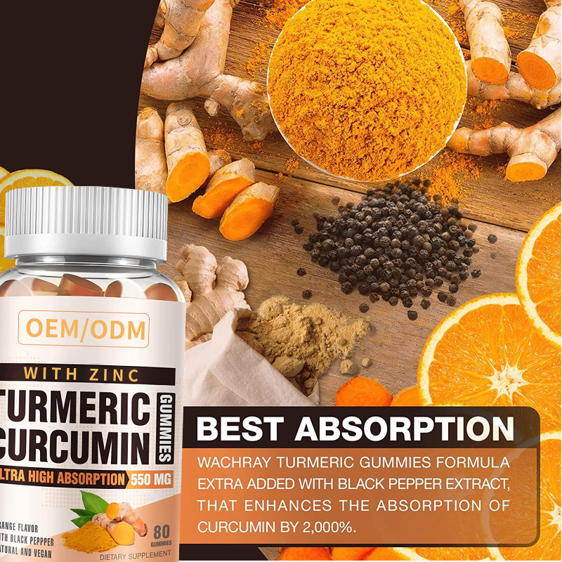 60PCS Turmeric And Ginger With Black Pepper Supplement For Immune Support Turmeric Ginger Gummies