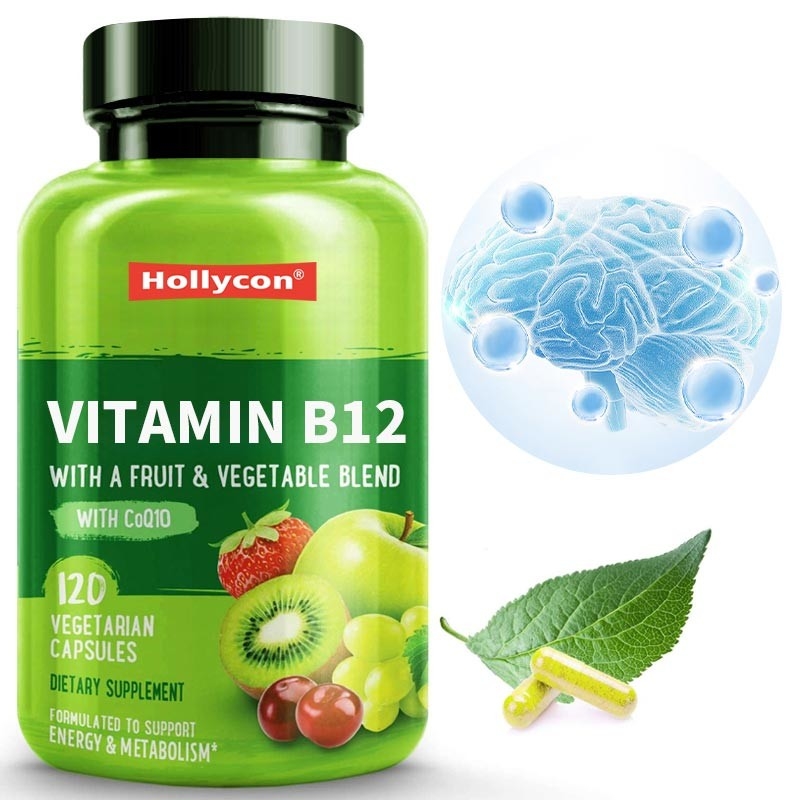 FDA Vitamin b12 Capsules Methyl Folate Vitamin B6 Fruit Vegetable Blend Supports Energy Healthy Vegan
