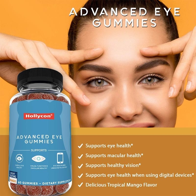 2500mcg Vitamin B7 Natural Zeaxanthin Lutein Customized Flavors Non Polluting Production Eye Gummies