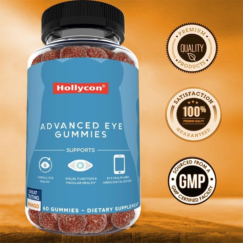 2500mcg Vitamin B7 Natural Zeaxanthin Lutein Customized Flavors Non Polluting Production Eye Gummies