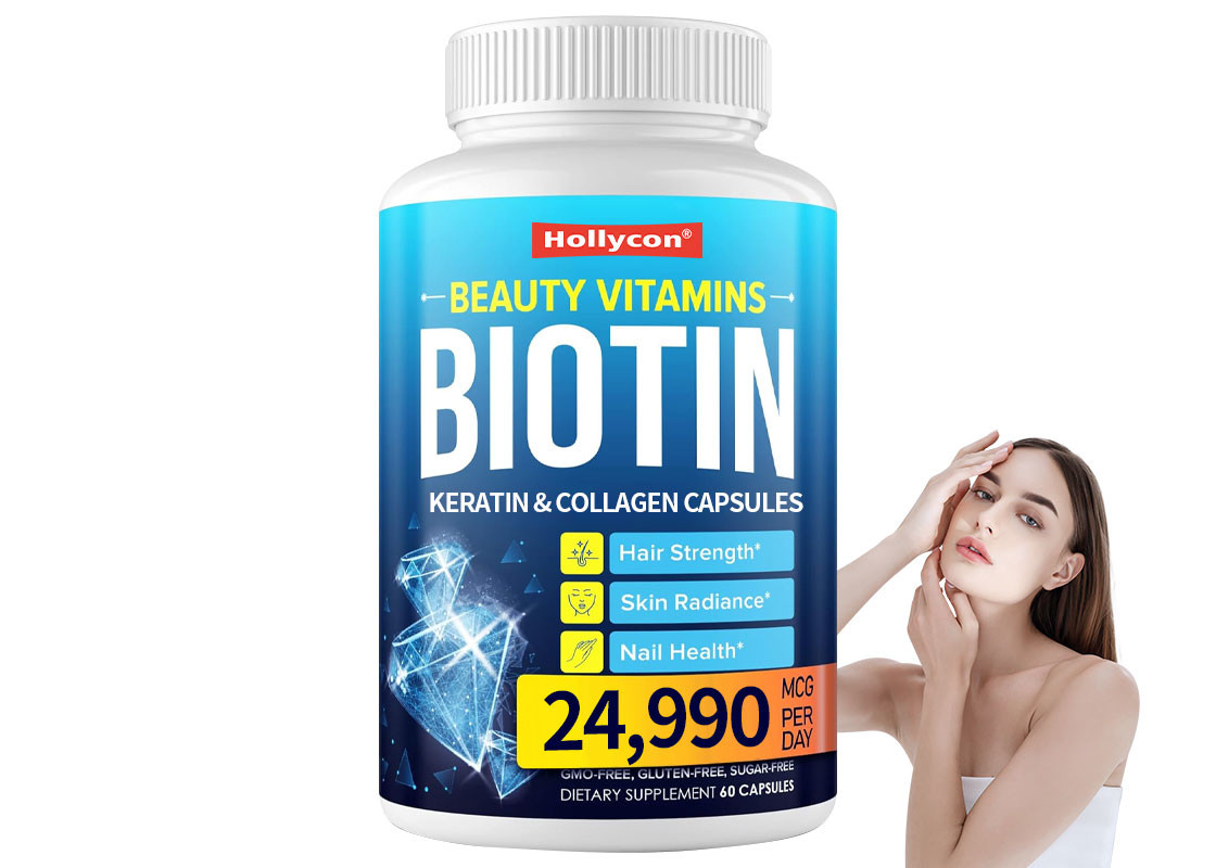 60PCS Biotin Keratin And Collagen Capsules Helps To Maintain Bone Joint Teeth And Nail Health Hair Growth Supplement