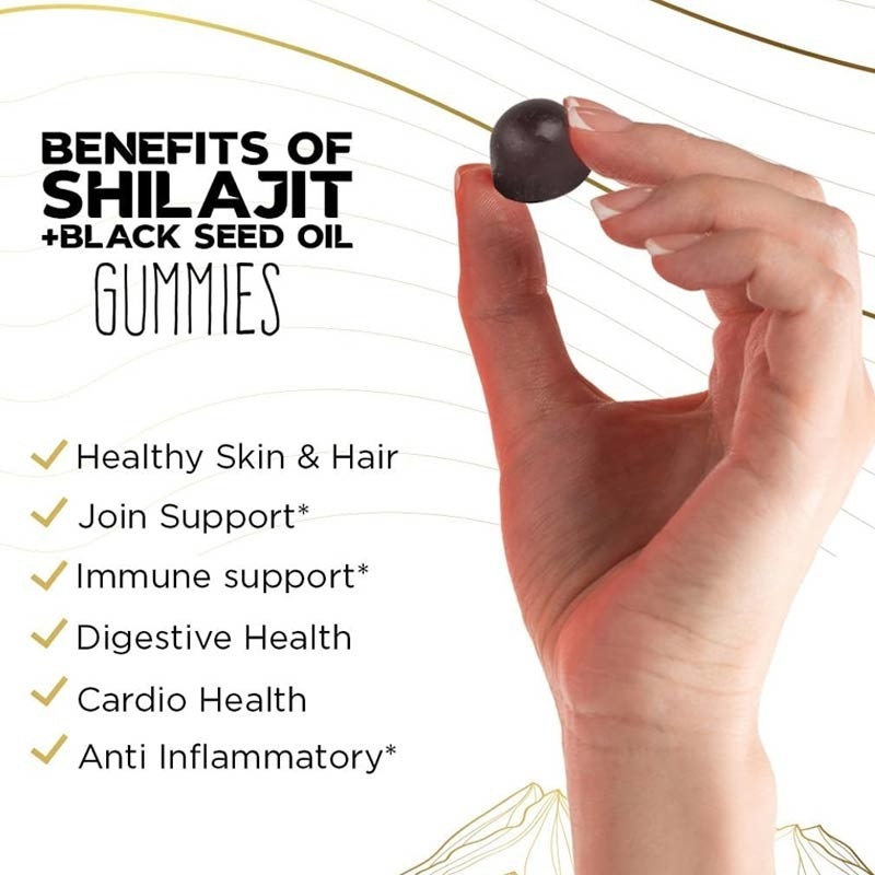 Pure Shilajit Supplement Gummies With Black Seed Oil High Potency Pure Himalayan Resin Gummies