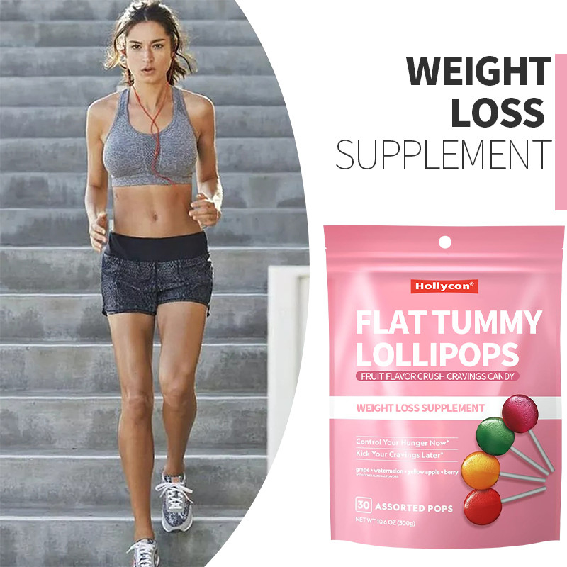 Private Label Fruit Flavor Crush Cravings Candy Flat Tummy Lollipops Weight Loss Supplement