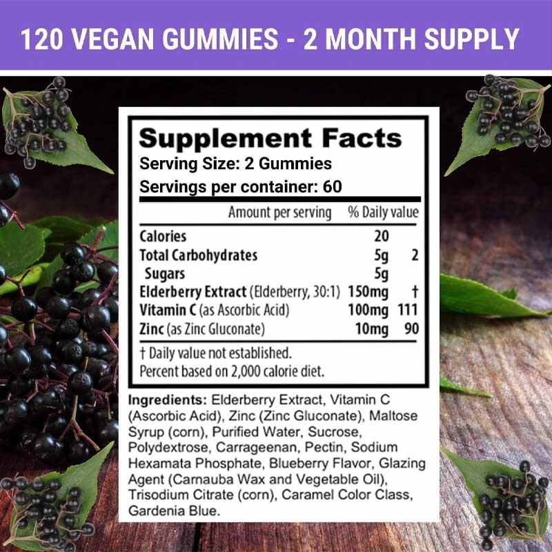 Private Label Elderberry Gummies With Vitamin C And Zinc Adults And Kids Immune Support Gummy