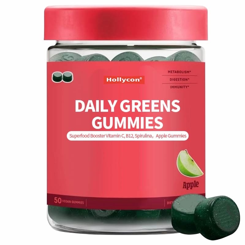 2024 New Arrival Daily Greens Gummies Superfood Booster Vitamin C B12 Spirulina Apple Gummies