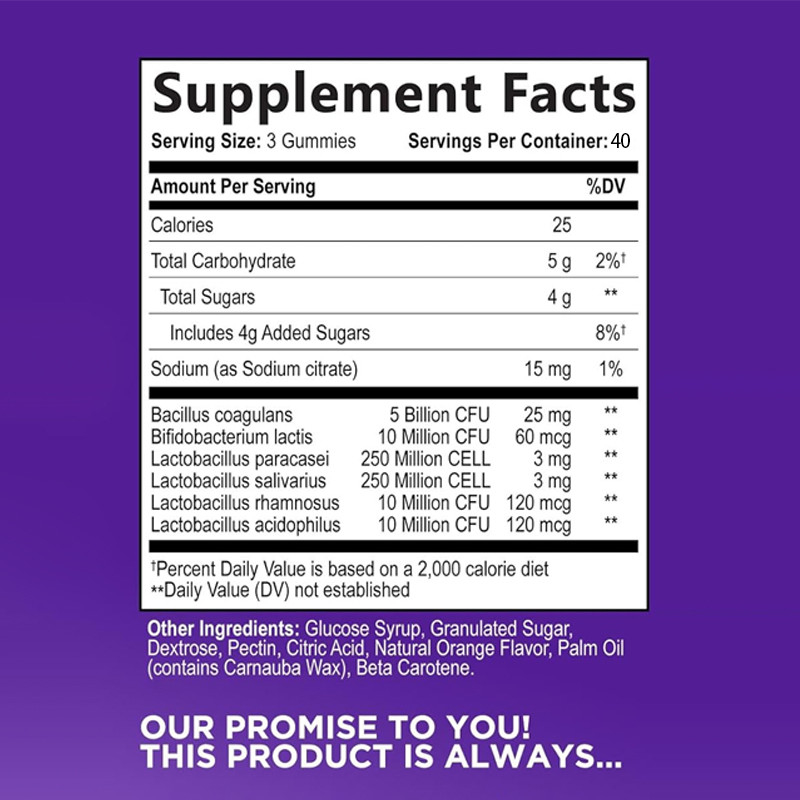 OEM Daily Probiotic Gummies For Women & Men Extra Strength 5 Billion CFU Daily Probiotics Gummy Supplement