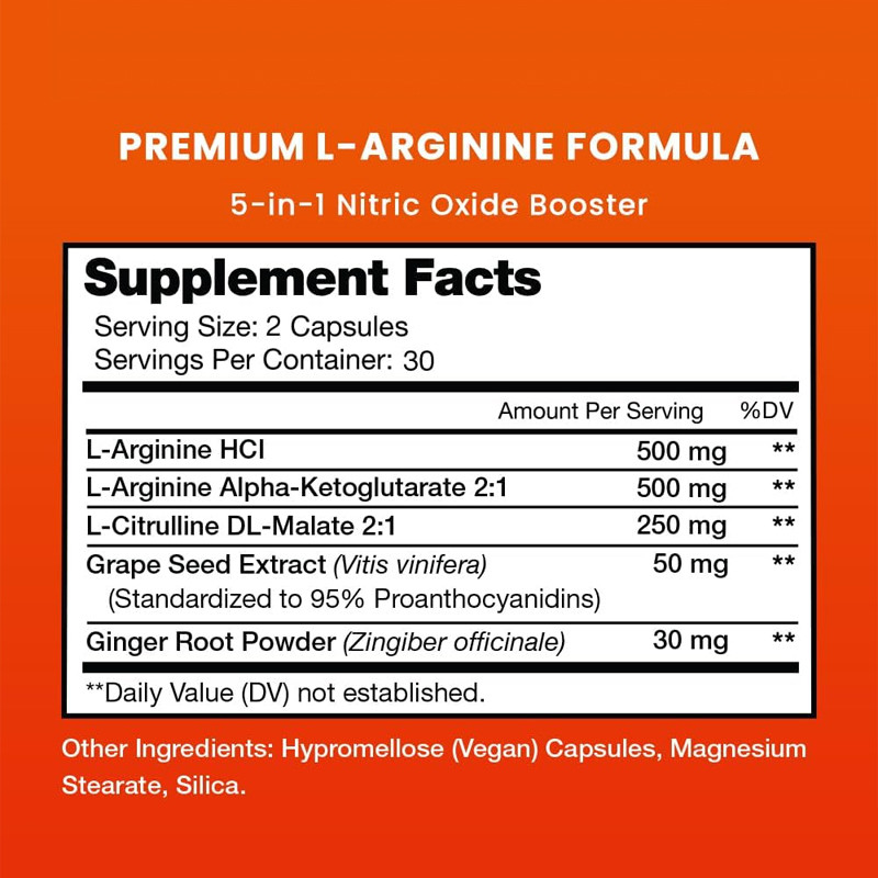 OEM Premium L Arginine Supplement L-Arginine Powder & L Citrulline Enhanced With Grape Seed & Ginger