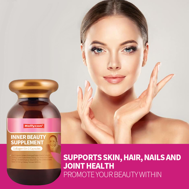 OEM Private Label Inner Beauty Supplement Collagen 6 In 1 Capsules Skin Healthy Supplement