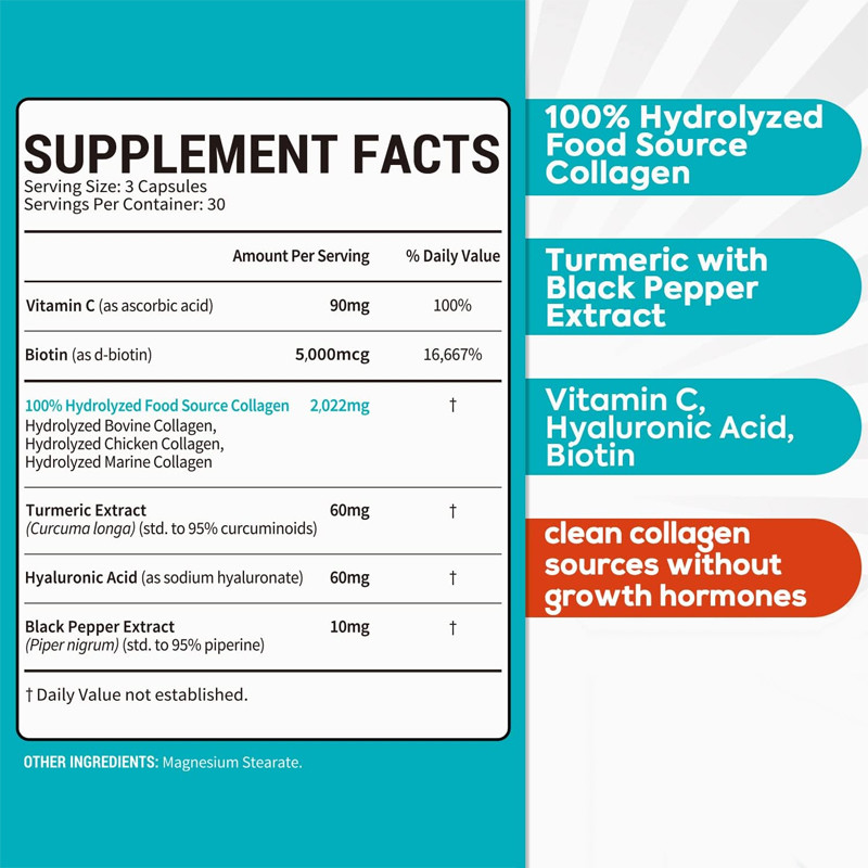 OEM Private Label Inner Beauty Supplement Collagen 6 In 1 Capsules Skin Healthy Supplement