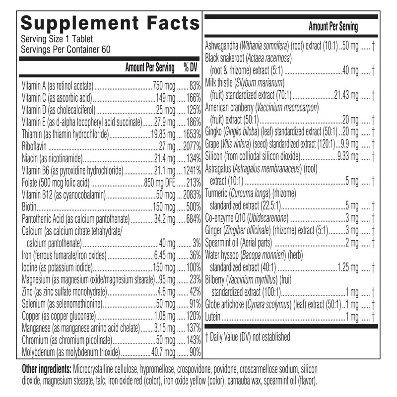 Daily Multivitamin Supplement For Women Energy , Stress & Immune Support Womens 50+ Multivitamins Tablets
