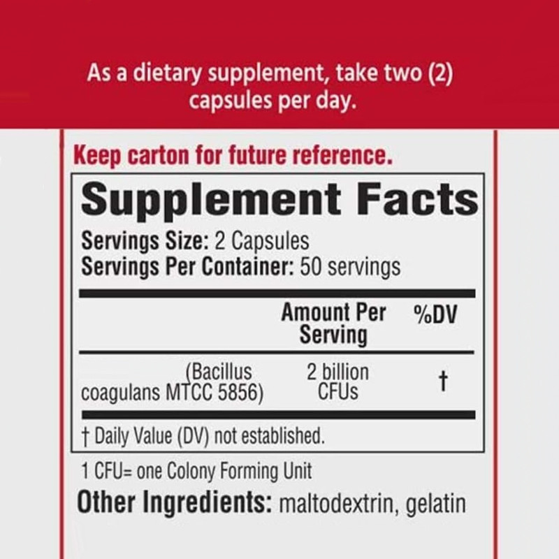 OEM Daily Probiotic Capsules Dietary Supplement For Digestive Health 2 Billion Bacillus Coagulans Live Cultures