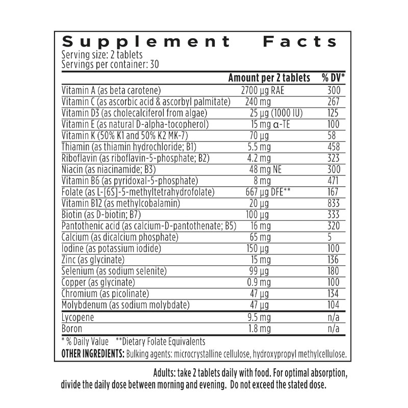 Customized Advanced Men's Multivitamin Methylated B-Vitamins MTHFR Supplement Daily Vegan Vitamins And Minerals Tablets
