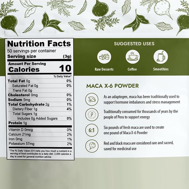 Organic Maca X-6 Black And Red Powder Natural Energy Booster For Men And Women Maca Root Powder