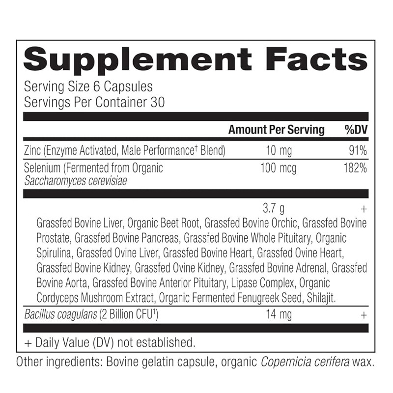 Organ Supplements For Men Grass-Fed And Wild Organ Complex Capsules Prostate Support Male Performance Supplement