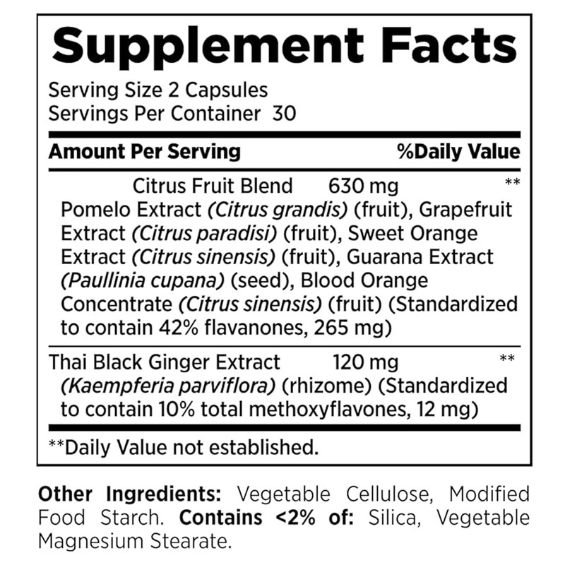 Metabolism Booster Supplement With Citrus Extracts And Black Ginger Fat Metabolism Capsules Promotes Abdominal Fat Loss