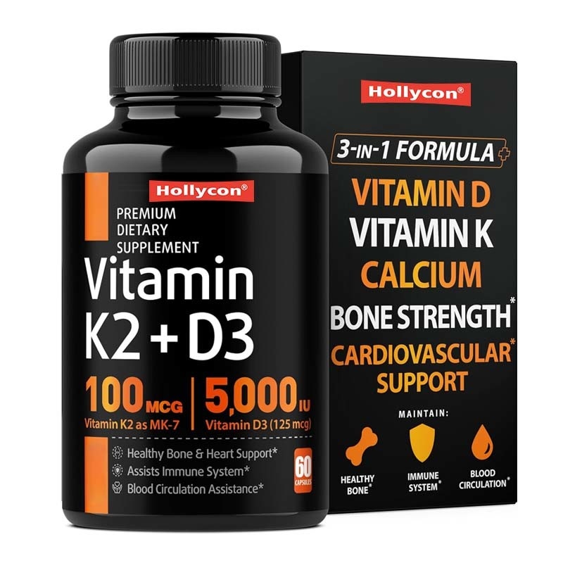 OEM Support Bone Strength Supplements for Immune Vitamin D3 K2 Calcium Capsules