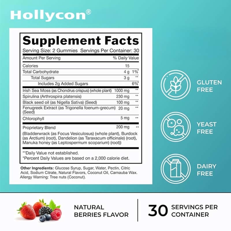 OEM Support Gut Health Immune Energy Detox Thyroid for Women Men Sea Moss Gummies