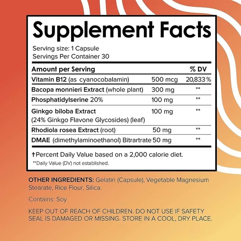 OEM Support Vital Vitamins Brain Supplements for Memory Vitamin B12 Brain Capsules