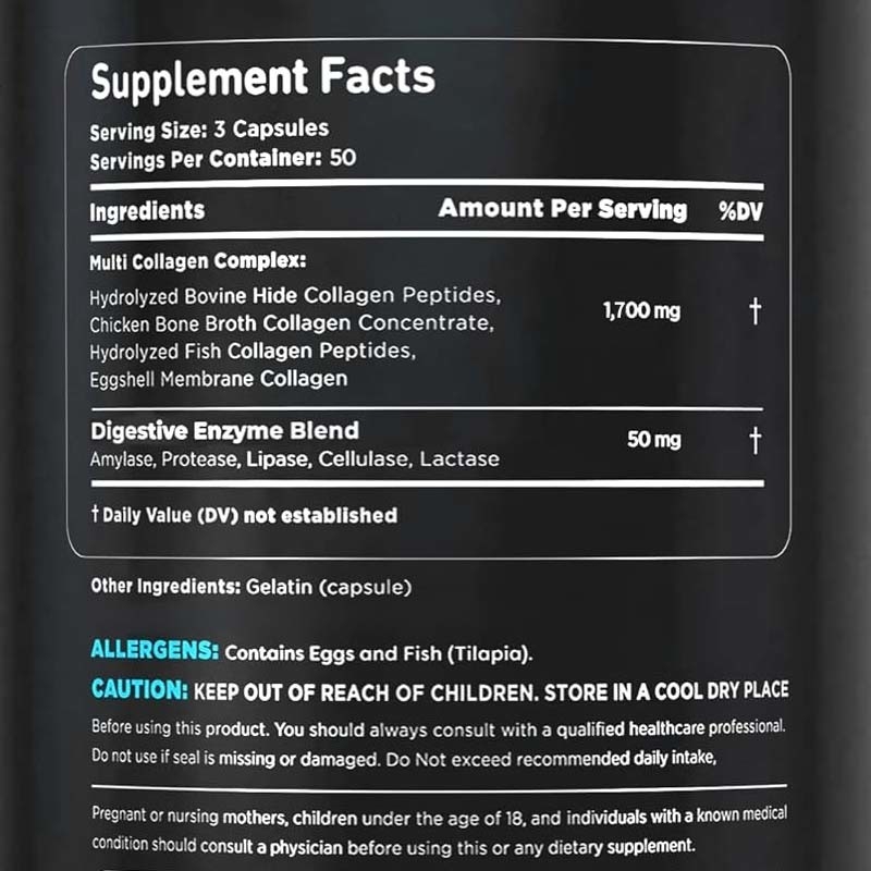 OEM Support Collagen for Women Men Multi Collagen Pills Vitamins Collagen Capsules