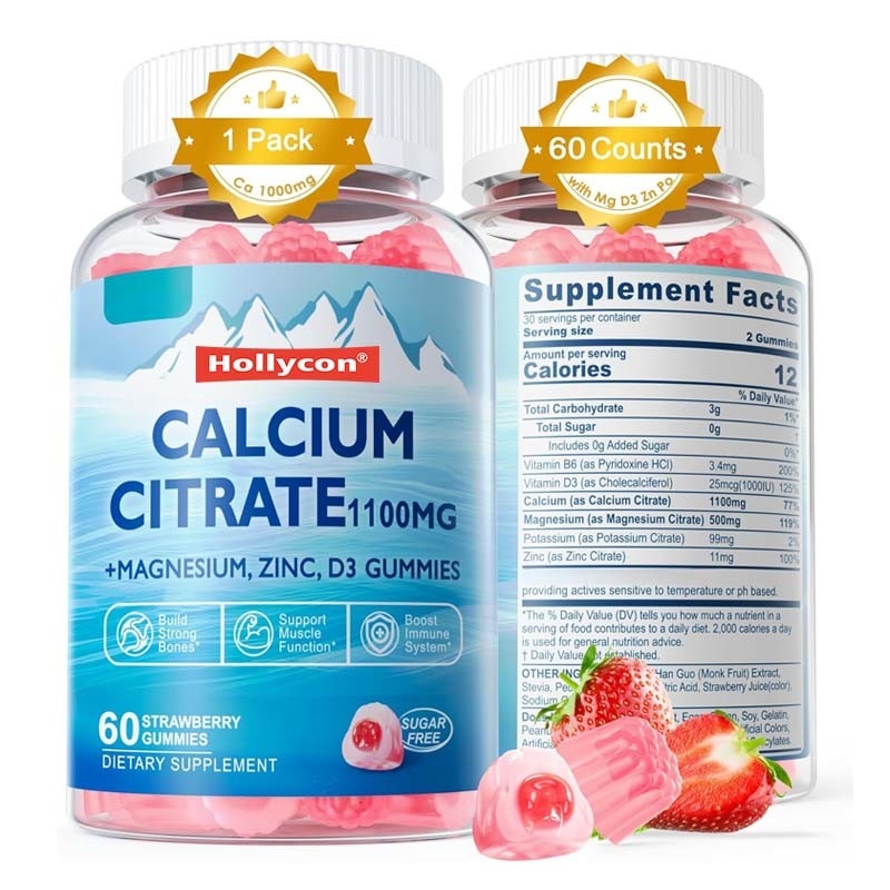 OEM Support Bones Muscle Immune Health Vitamin D3 for Adult Calcium Citrate Gummies