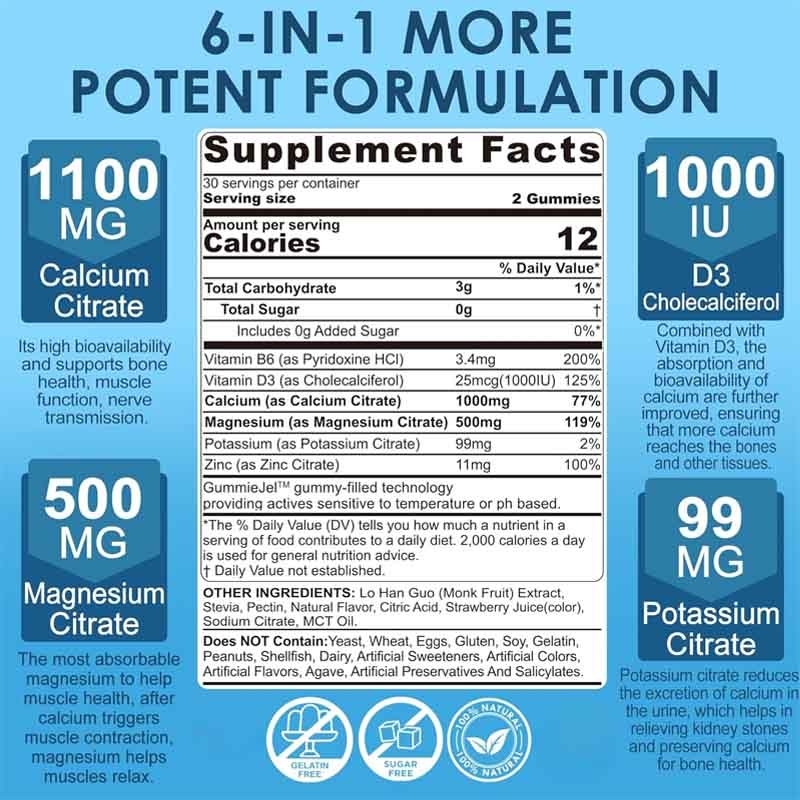OEM Support Bones Muscle Immune Health Vitamin D3 for Adult Calcium Citrate Gummies