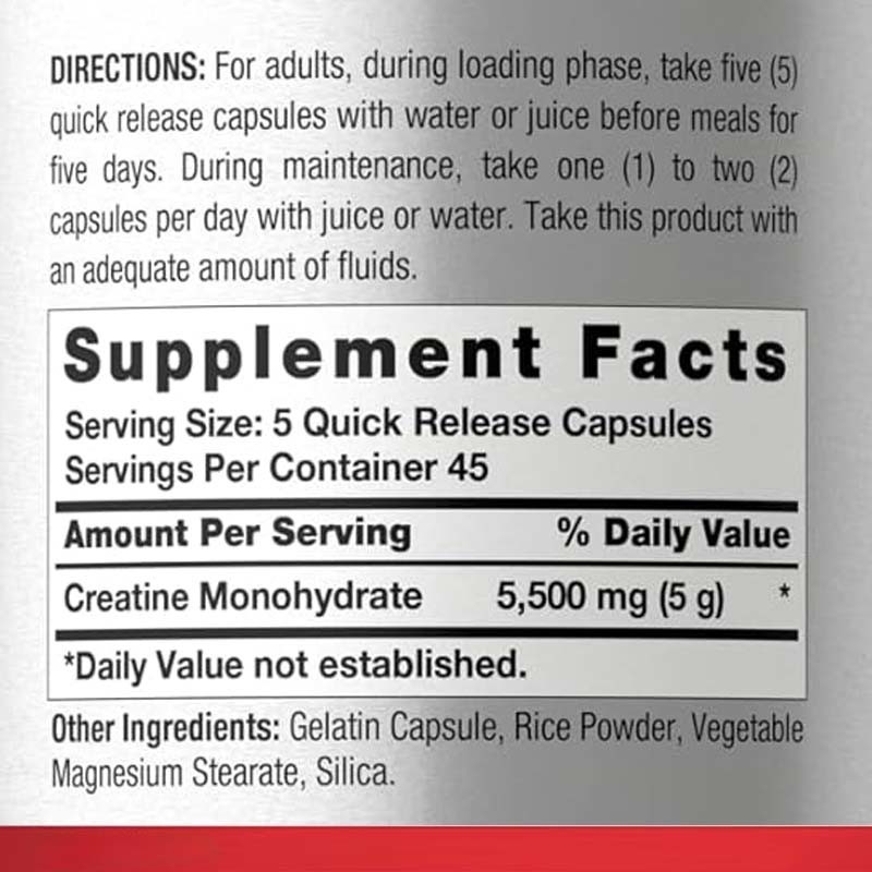 OEM Non-GMO Gluten Free Energy Support For Adults Creatine Monohydrate Capsule