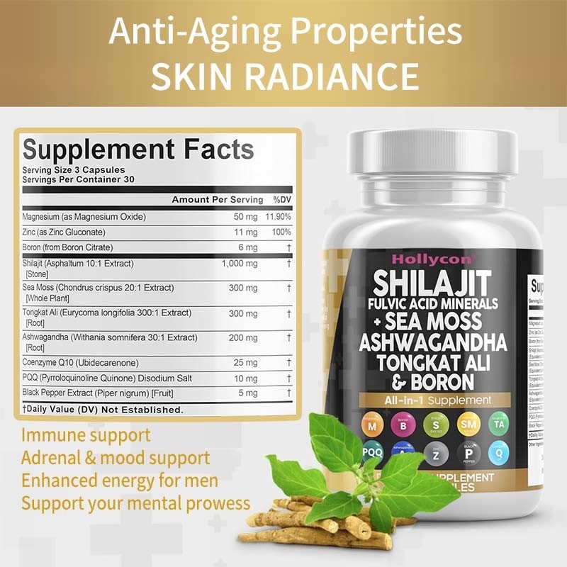 OEM Ashwagandha Tongkat Ali Boron Magnesium For Men Fulvic Acid Shilajit Capsules