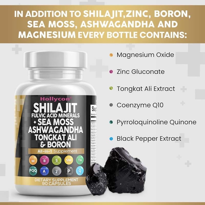 OEM Ashwagandha Tongkat Ali Boron Magnesium For Men Fulvic Acid Shilajit Capsules