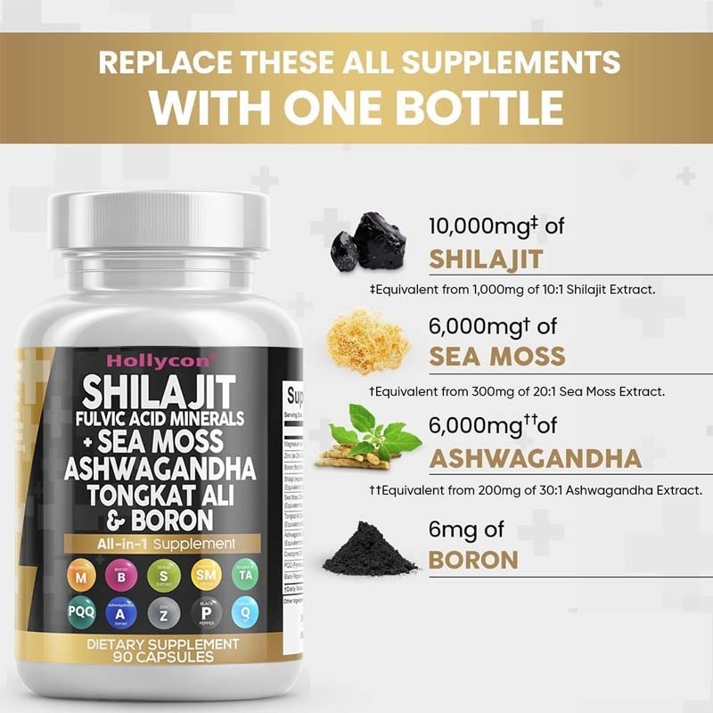 OEM Ashwagandha Tongkat Ali Boron Magnesium For Men Fulvic Acid Shilajit Capsules