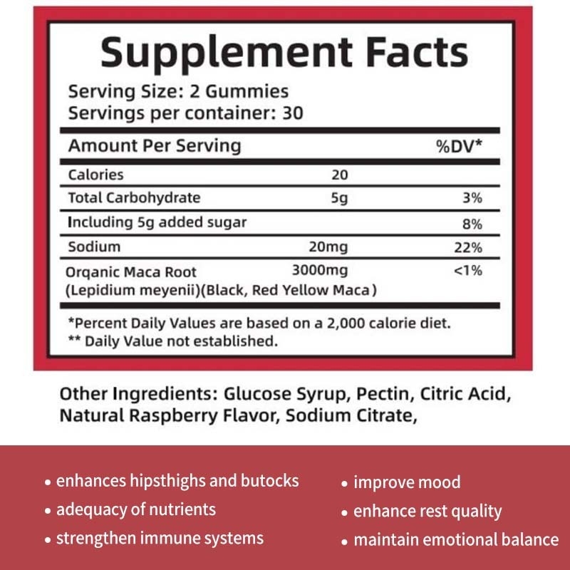 OEM Energy Mood Immune Support and Hormone Balance for Women Maca Root Gummies