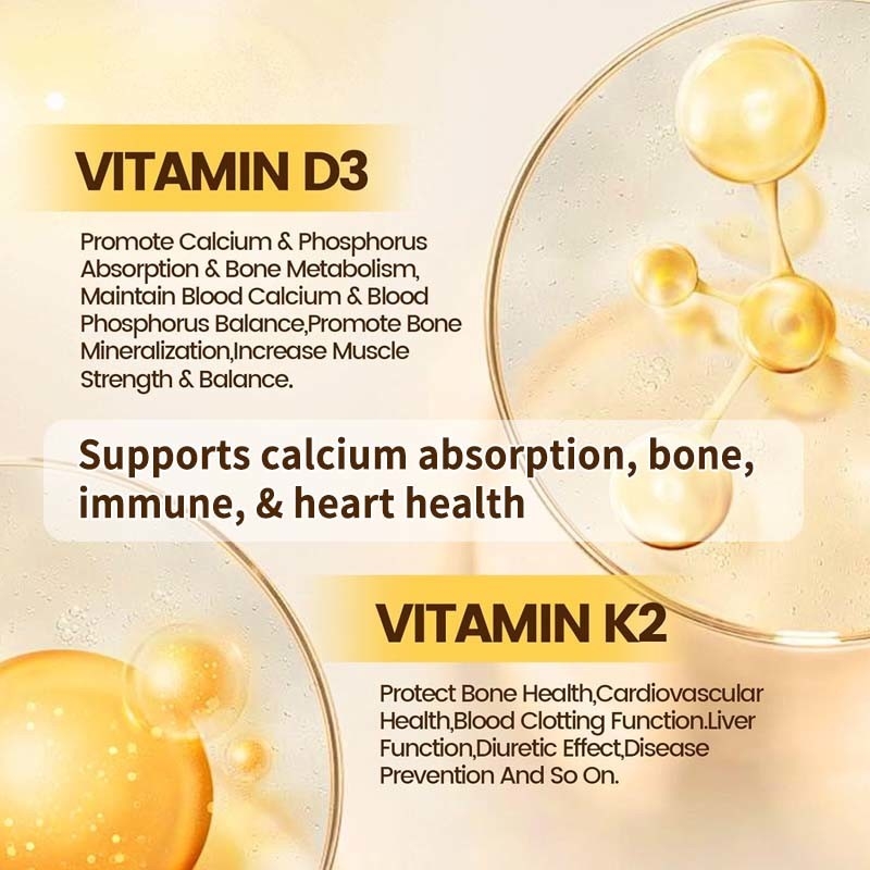 OEM Calcium Absorption Bone Immune And Heart Health Vitamin D3 K2 Coconut Oil Softgels