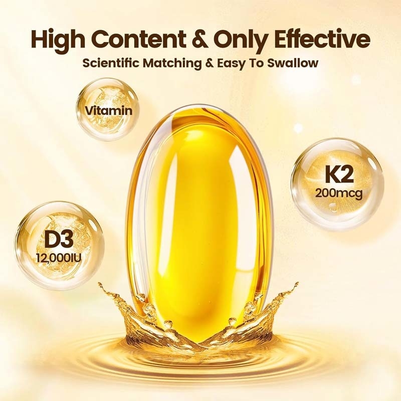 OEM Calcium Absorption Bone Immune And Heart Health Vitamin D3 K2 Coconut Oil Softgels