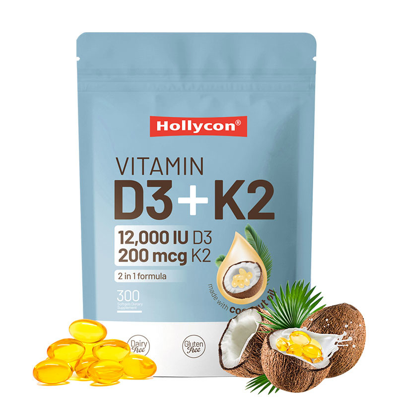 OEM Calcium Absorption Bone Immune And Heart Health Vitamin D3 K2 Coconut Oil Softgels