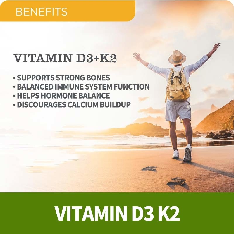 OEM  Vegan Immune Support Vitamin D3+K2 MK7 Dietary For Adults Vitamin D3 K2 Capsules