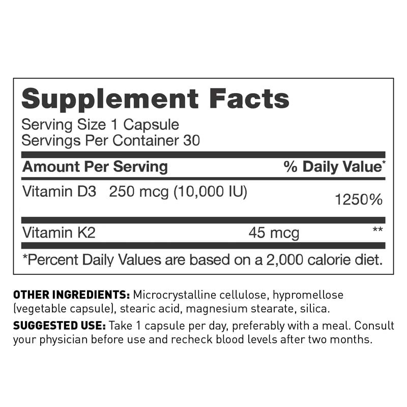 OEM  Vegan Immune Support Vitamin D3+K2 MK7 Dietary For Adults Vitamin D3 K2 Capsules